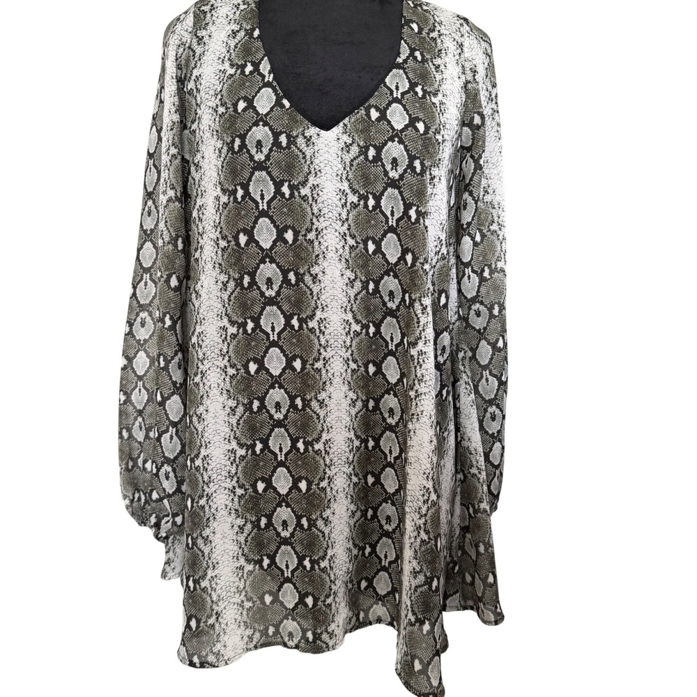 Show Me Your Mumu‎ X-Small Snake Print V Neck Long Sleeve Tunic Blouse Top